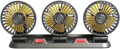 Car Fan 360° Adjustable 3 Head Air Fan Automotive Electric Fan Multi-Function USB/12V/24V Fan 2 Speeds Car Silent Fan for Home.