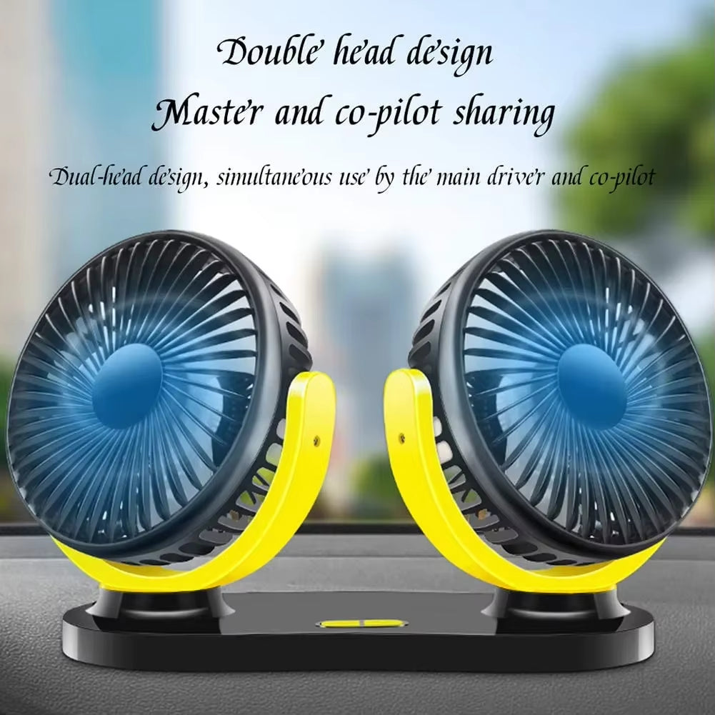 5V / 12V / 24V Car USB Fan Cooling Car Fan Dual Head Car Fan 3 Speeds Adjustable for Auto Cooler Air Fan Car Accessories Fan