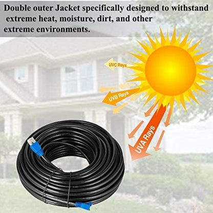 Cat5E Outdoor Waterproof Ethernet Cable with 24AWG RJ45 Plugs 350Mhz Direct Burial Network Internet Cable for Data LAN Routers Modems Black 50 Ft 1 Pack