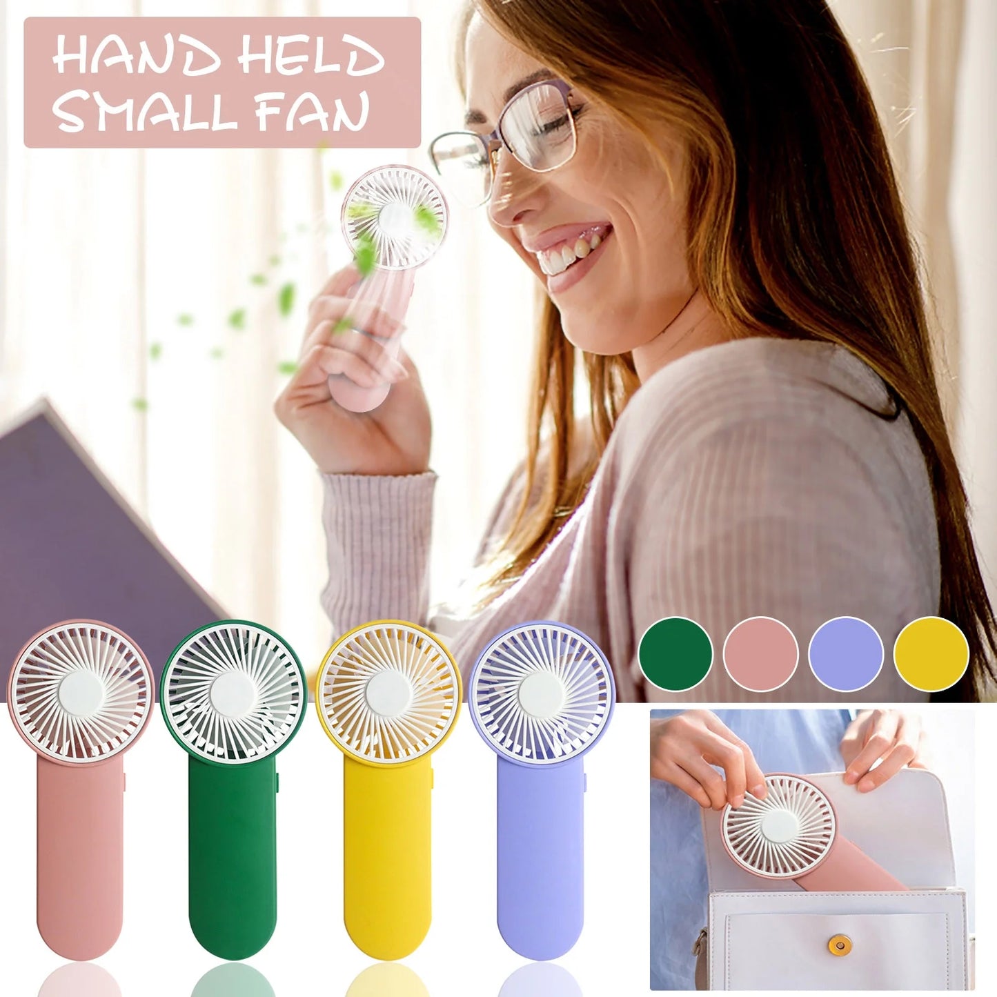 Portable Fan Desk Fan Small Fan Mini Fan Portable Handheld Fan 2Xaa Battery Fan Hanging Fan with Lanyard for Indoor Outdoor