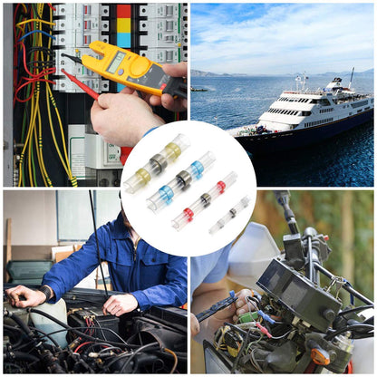 150 PCS Solder Seal Wire Connector Kit,  Heat Shrink Butt Terminal Waterproof Insulated Electrical Butt Splice for Automotive Marine