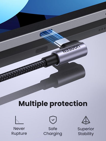 Right Angle USB C Cable 6.6FT 2-Pack, 60W USB C to USB C Cable 90 Degree Type C Cable for Iphone 17/16, Macbook Pro/Air, Ipad Pro 2022/Air 5/Mini 6, Galaxy S25/S24/S22, Pixel 8/7, Switch