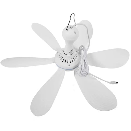 Silent 6 Leaves USB Powered Ceiling Canopy Fan with Remote Control Timing 4 Speed Hanging Fan for Camping Bed Dormitory Tent New