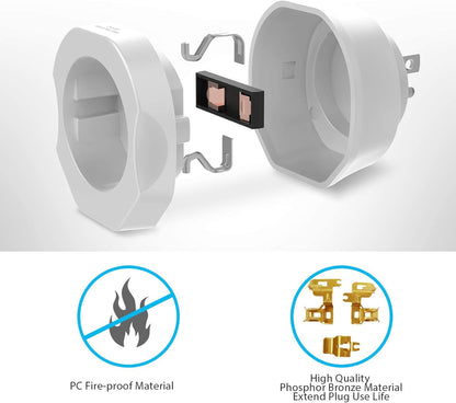 2 Pack European to US Plug Adapter,  EU to US Adapter, Europe to USA Travel Converter for Most of EU Spain France Type C E F Plugs to America