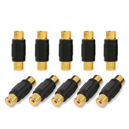 10 Pack RCA Female to Female Coupler Audio Video Gold Adapter, for Phono, Speaker, RCA Cable, Amplifier