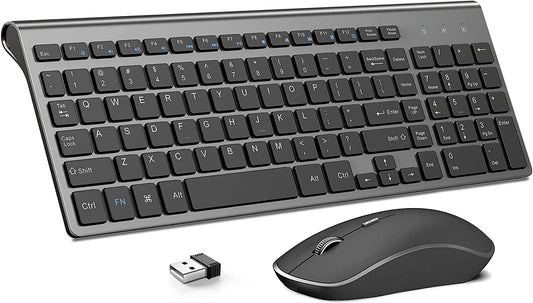 Wireless Keyboard and Mouse,2.4G Ergonomic and Slim Wireless Computer Keyboard Mouse Designed for Windows, PC, Laptop,Tablet - Black Grey