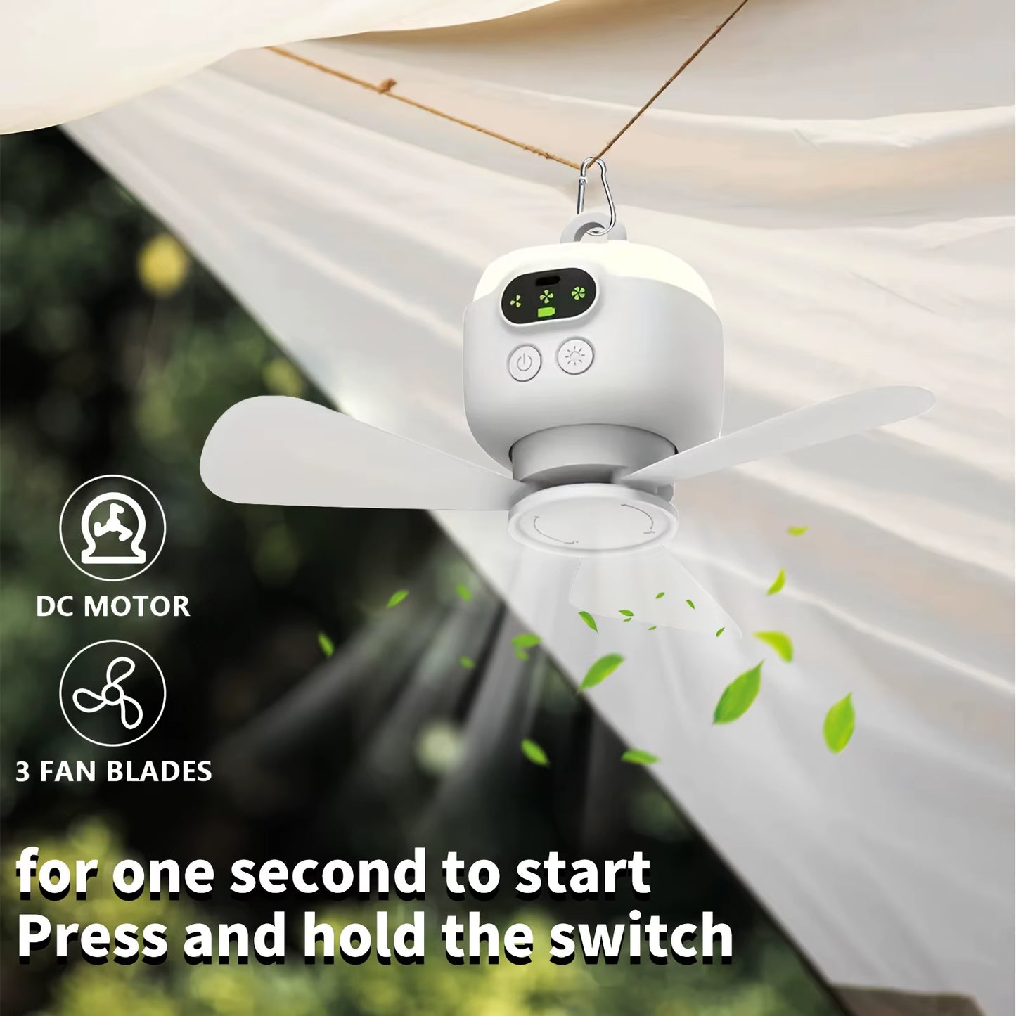 8000Mah Portable Camping Ceiling Fan with Remote Control - Rechargeable, Lightweight, and Ideal for Outdoor Tents and Home Use